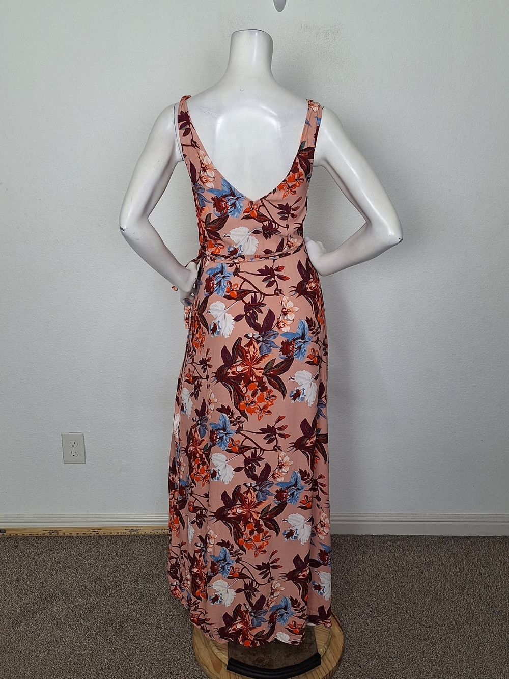 & Other Stories Pink Multi Floral Asymmetric Hem Romantic Maxi Wrap Dress Size 8 - Picture 6 of 13
